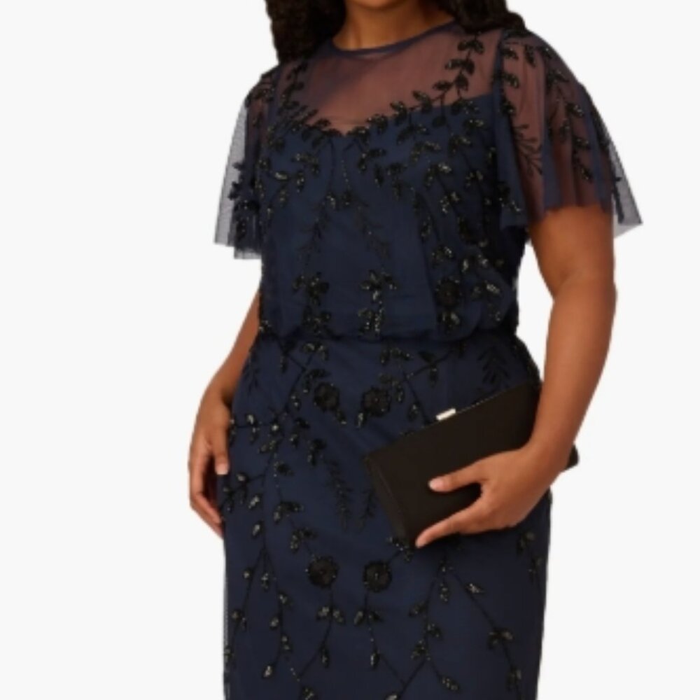 Adrianna Papell Glam – Size 14, Navy/Black Stunner